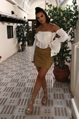 White Mesh Gypsy Style Bardot Crop Top - Ammie-Tops