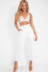 White Mesh Harness Applique Bralet - Nikyla-Bralets
