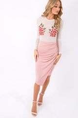 White Mesh Long Sleeved Embroidered Bodysuit - Bonnie-Bodysuits