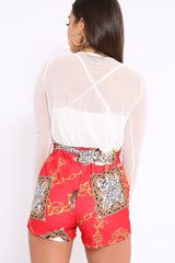 White Mesh Plunge Front Bodysuit - Eyra-Bodysuits