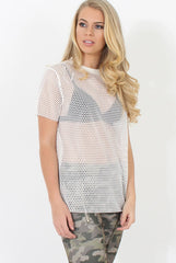 White Mesh Top - Piper-Tops