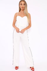 White Metallic Rainbow Stripe Jumpsuit - Jinora-Jumpsuits