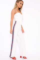 White Metallic Rainbow Stripe Jumpsuit - Jinora-Jumpsuits
