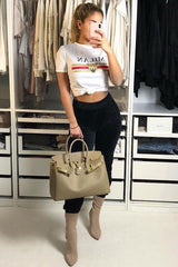 White Milan Slogan T-shirt - Emberly-Tops
