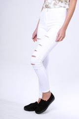 White Multi Ripped Skinny Jeans -Brianne-Jeans