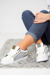 White Net Chunky Sole Lace Up Trainers - Shanae-Trainers