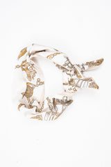 White Nude Chain Print Wired Head Scarf - Aella-Hair