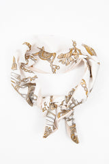 White Nude Chain Print Wired Head Scarf - Aella-Hair