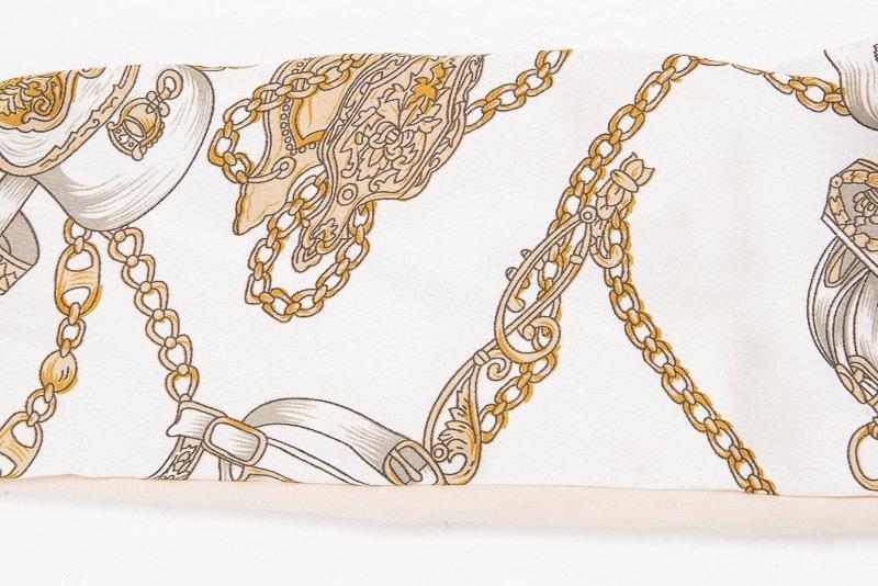 White Nude Chain Print Wired Head Scarf - Aella-Hair