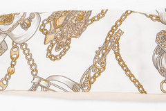 White Nude Chain Print Wired Head Scarf - Aella-Hair