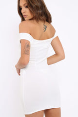White Off Shoulder Centre Eyelet Dress - Callie-Dresses