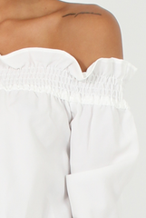 White Off Shoulder Crop Top - Violetta-Crop Tops
