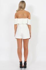 White Off The Should Frill Playsuit - Annalix-Playsuits