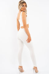 White One Shoulder Crop Top and Leggings Co-Ord - Marrie-Co-ords