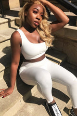 White One Shoulder Crop Top and Leggings Co-Ord - Marrie-Co-ords