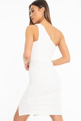 White One Shoulder Midi Dress - Merlie-Dresses