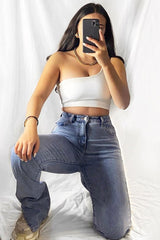 White One Shouldered Crop Top - Kamri-Crop Tops