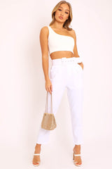 White One Shouldered Crop Top - Kamri-Crop Tops