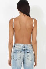White Open Back Bodysuit - Aniyah-Bodysuits