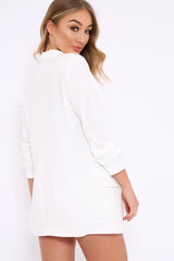 White Open Front Ruffled Sleeves Blazer - Kanna-Jackets