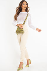 White Open Knit Ruffle Hem Crop Jumper - Carrie-Crop Jumper