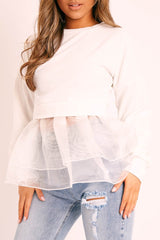 White Organza Peplum Hem Top - Juliette-Tops