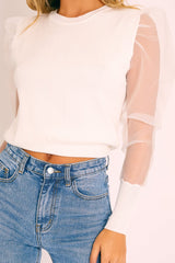 White Organza Sleeve Jumper - Dannie-Jumper