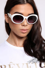 White Oval Chunky Frame Sunglasses- Nima-Sunglasses
