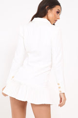 White Oversized Frill Hem Blazer - Kambry-Jackets