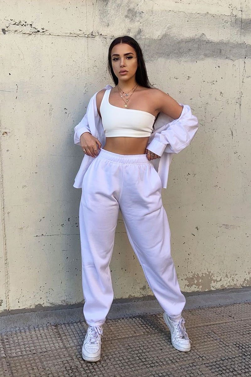 White Oversized Joggers - Erica-Joggers