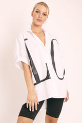 White Oversized LO VE Shirt - Harmony-Shirts