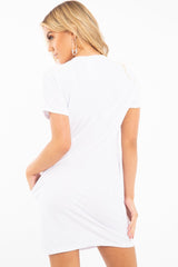 White Oversized Orange Fruit Face T-Shirt Dress - Alycia-Dresses