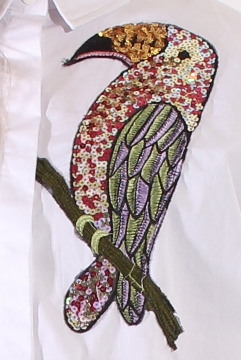 White Oversized Sequin Badge Batwing Shirt - Skye-Shirts