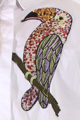 White Oversized Sequin Badge Batwing Shirt - Skye-Shirts