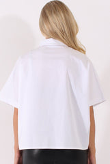 White Oversized Sequin Badge Batwing Shirt - Skye-Shirts