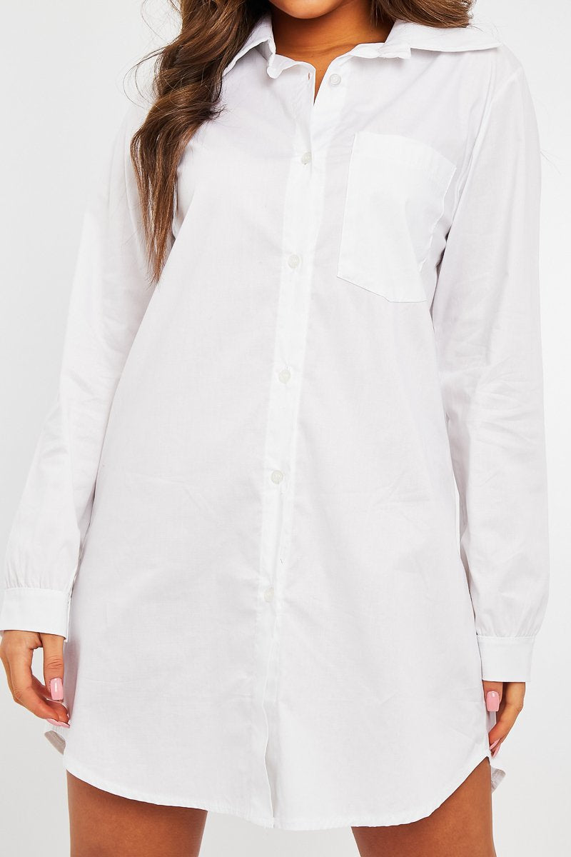 White Oversized Shirt Dress - Chelby-Shirts