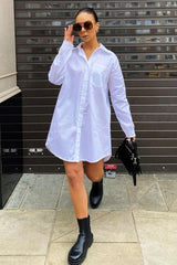 White Oversized Shirt Dress - Chelby-Shirts