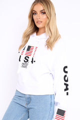 White Oversized USA Print Hoodie - Eleah-Hoodies