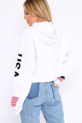 White Oversized USA Print Hoodie - Eleah-Hoodies