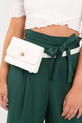 White PU Buckle Bum Bag Belt - Luva-Bags