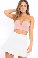 White PU Frill Mini Skirt - Isa-Skirts