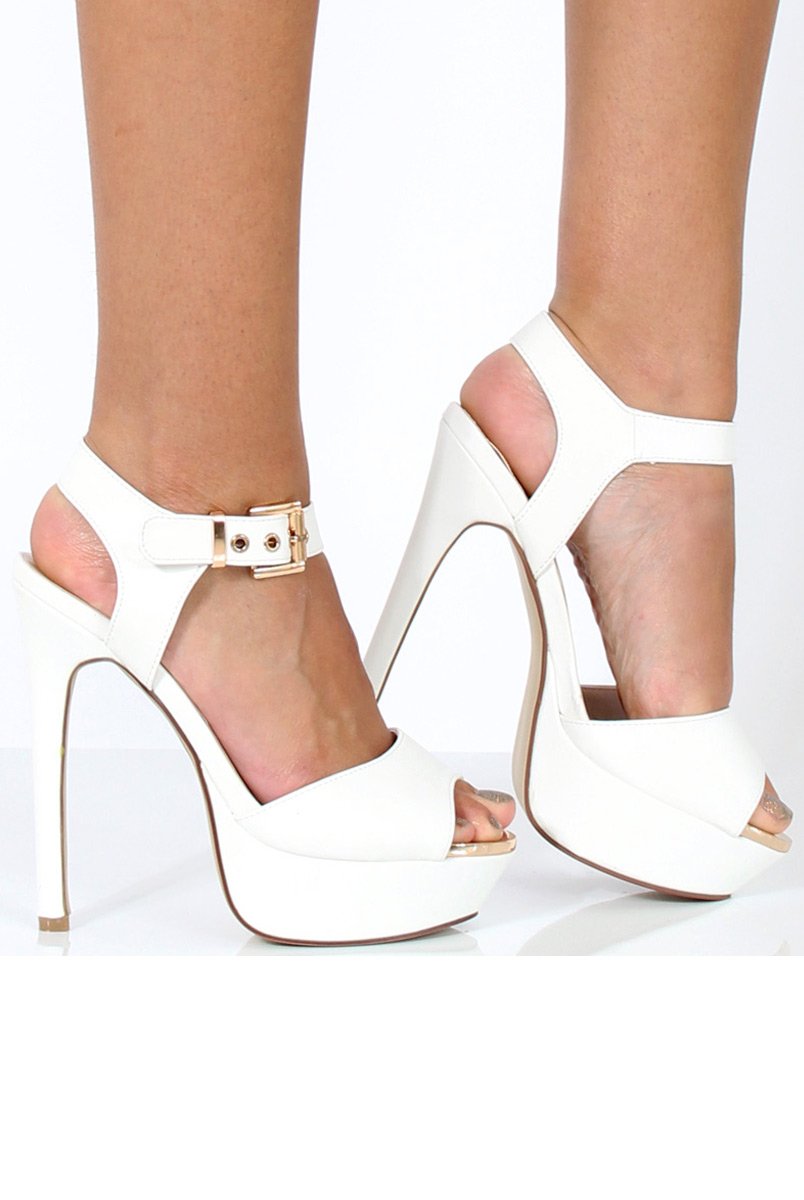 White PU High Heels - Hazel-Heels