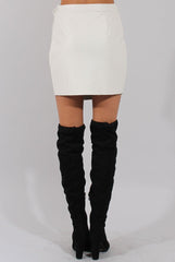 White PU Wrap Around Mini Skirt - Jazlyn-Skirts