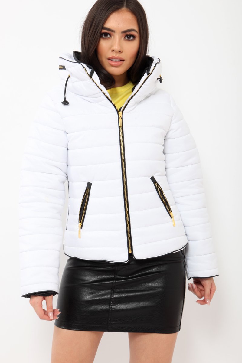 White Padded Coat - Zara-Coats