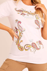 White Paisley Graphic T-shirt - Davida-T-shirt