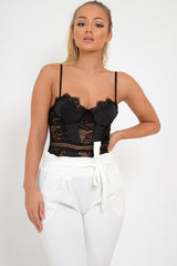 White Paper Bag Tie Waist Cigarette Trousers - Karmen-Trousers