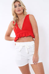 White Paperbag Tie Waist Shorts - Billie-Shorts