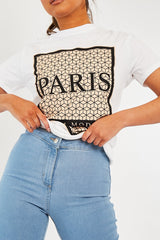 White Paris Slogan T-shirt - Akari-T-shirt