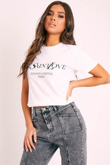 White Parisian Slogan T-shirt - Beckie-T-shirt