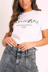 White Parisian Slogan T-shirt - Beckie-T-shirt